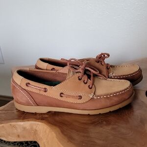 Boat Shoes Natural Sport Slip On 7.5 Soft Brown Leather Classic Old Money Preppy